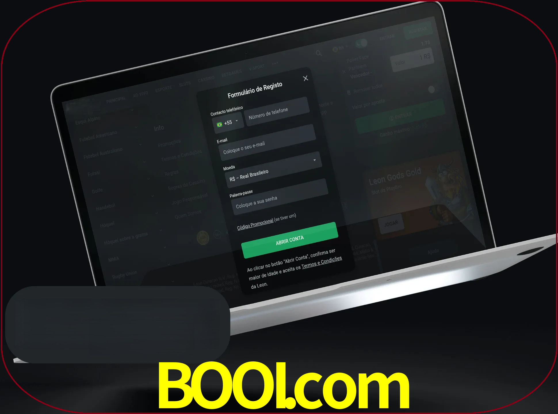 Abra o site da LeonBet e crie sua própria conta.