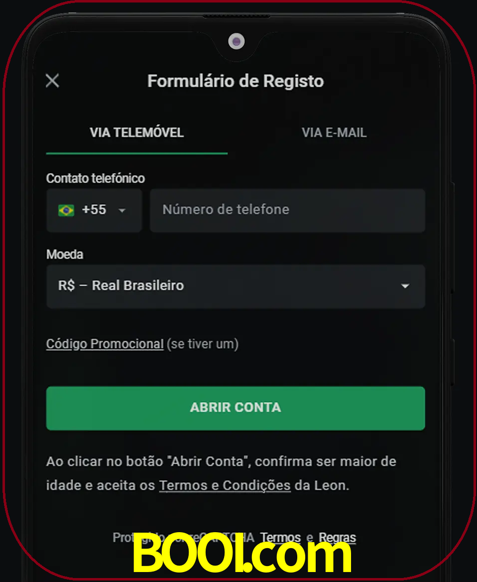 Abra o aplicativo e inicie o processo de registro.