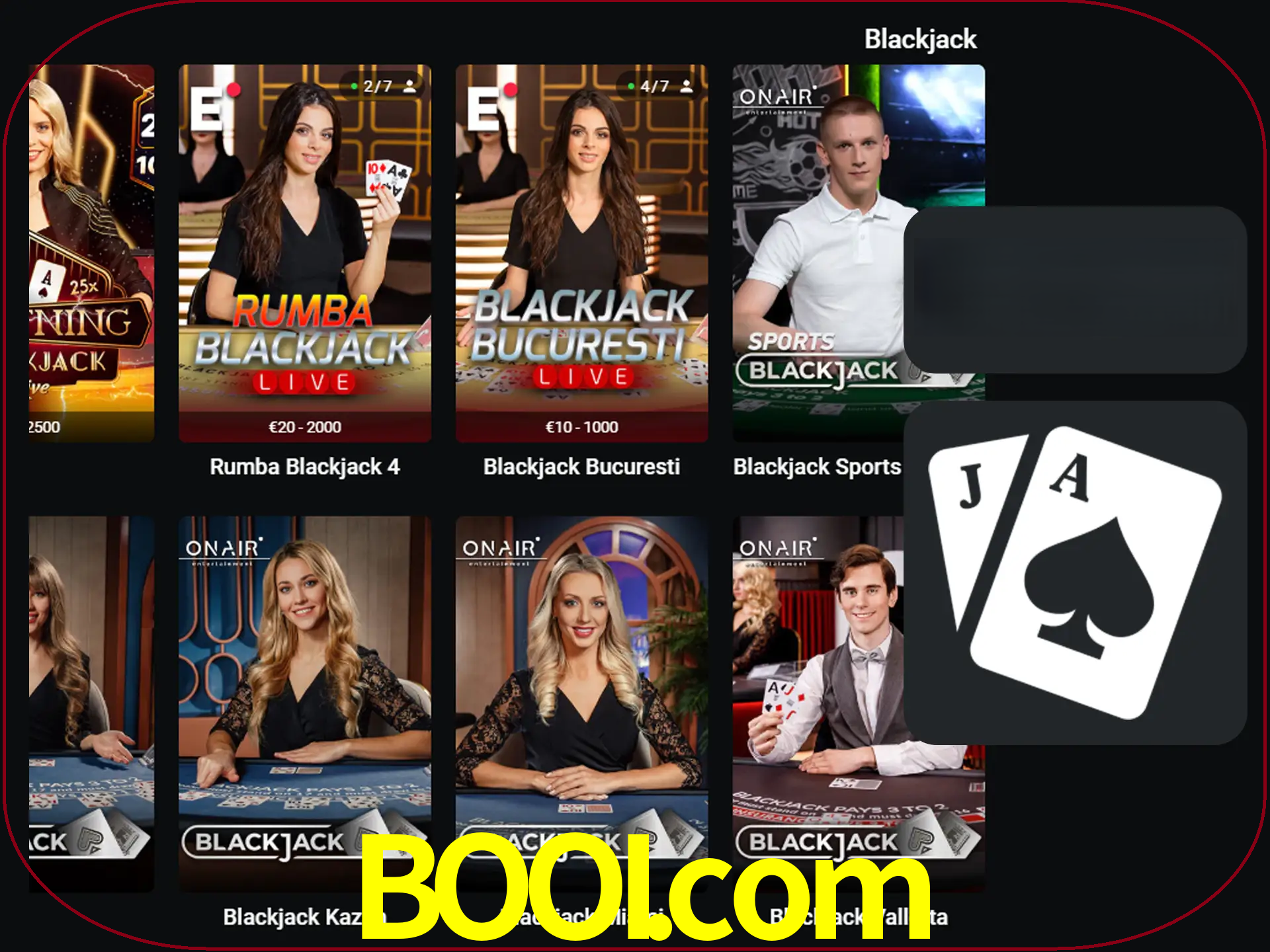Escolha uma mesa completa de jogadores de blackjack.